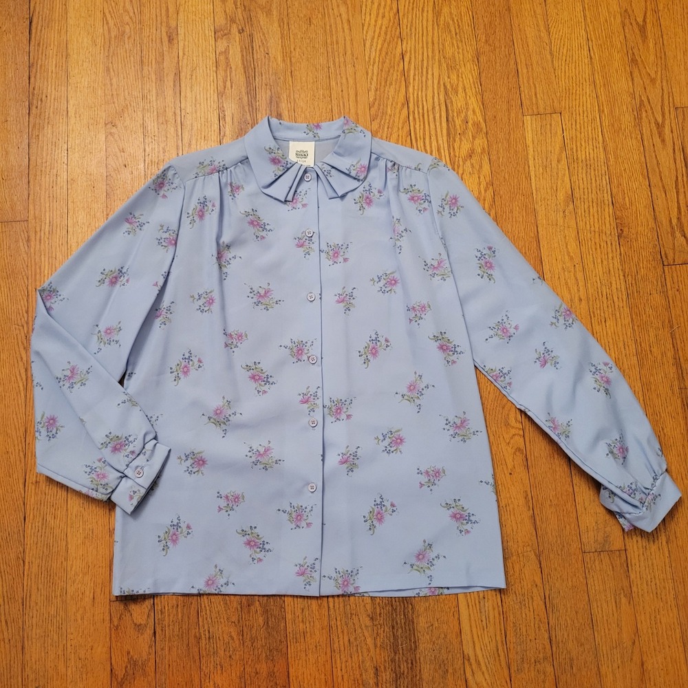 Nikki 13/14 Blouse Floral Vintage Button Up Secretary Cottage Granny Feminine